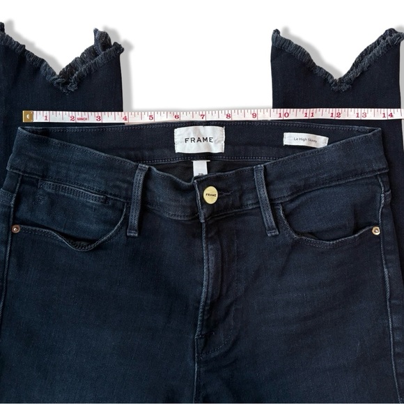 FRAME Denim - Le High Skinny Double Triangle Raw Hem Jeans | Keen Dark Wash | 29 - Picture 9 of 16